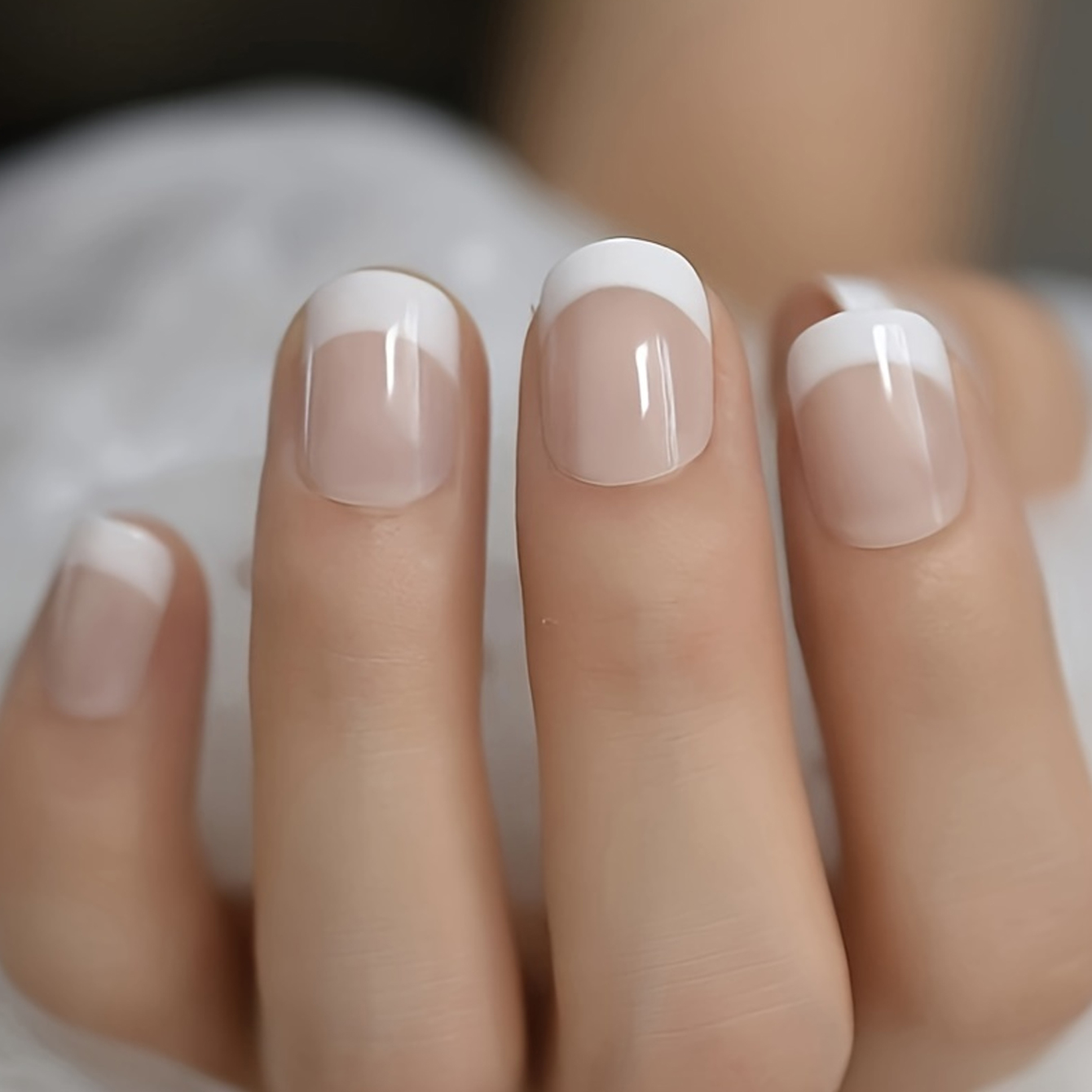 Nail Art French Nails - 24 SZT. Francuskie Białe Paznokcie Kwadratowe
