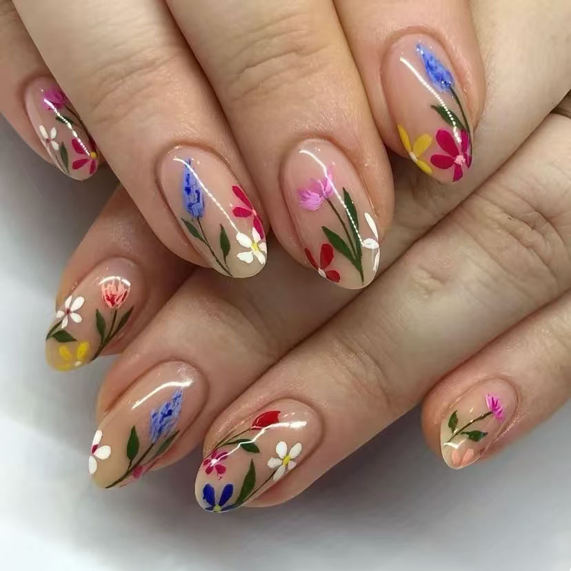 Nail Art Fake Nails - 24Pcs Proste migdałowe końcówki do paznokci
