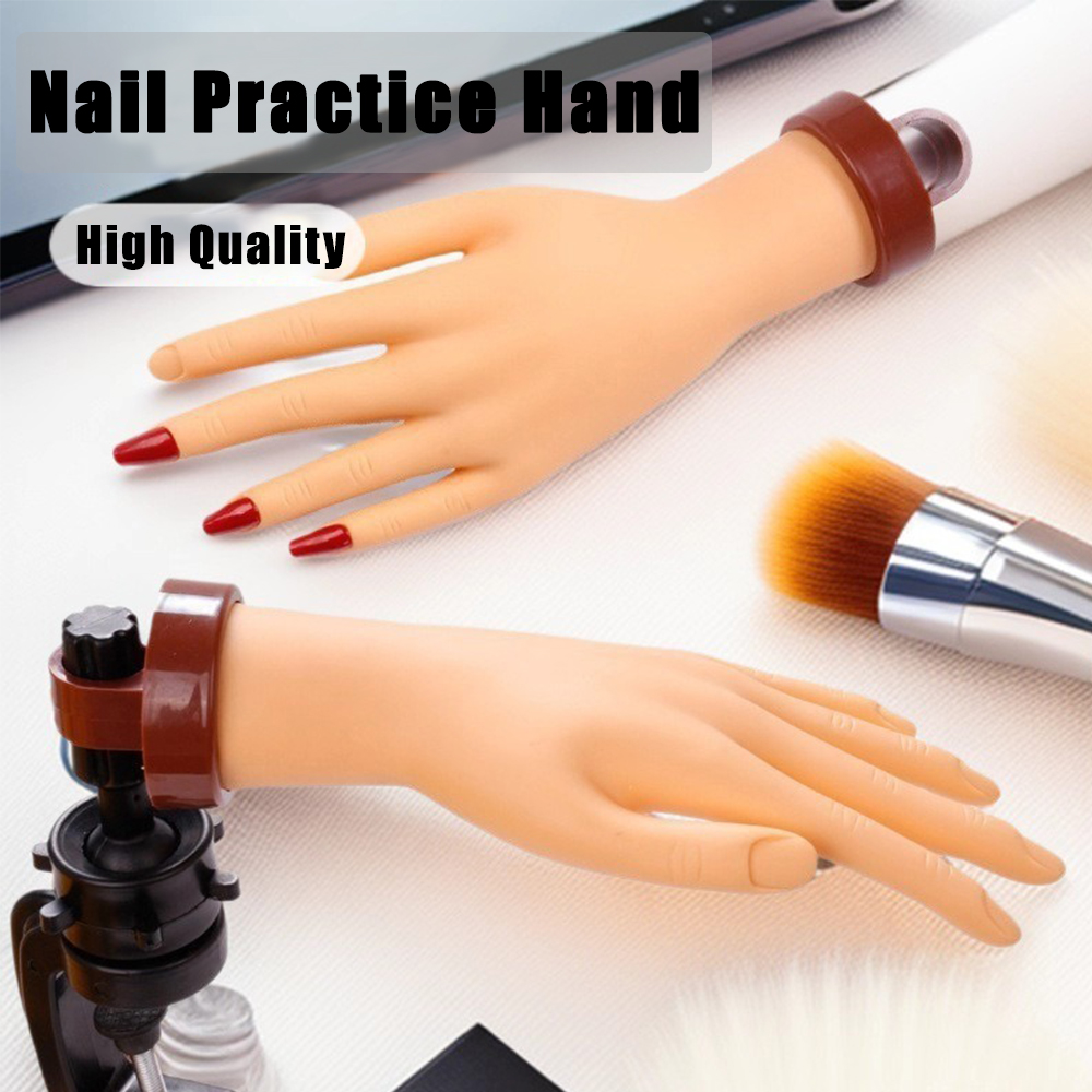 Nail Art Fake Nails - Elastyczna silikonowa ręka treningowa do paznokci,