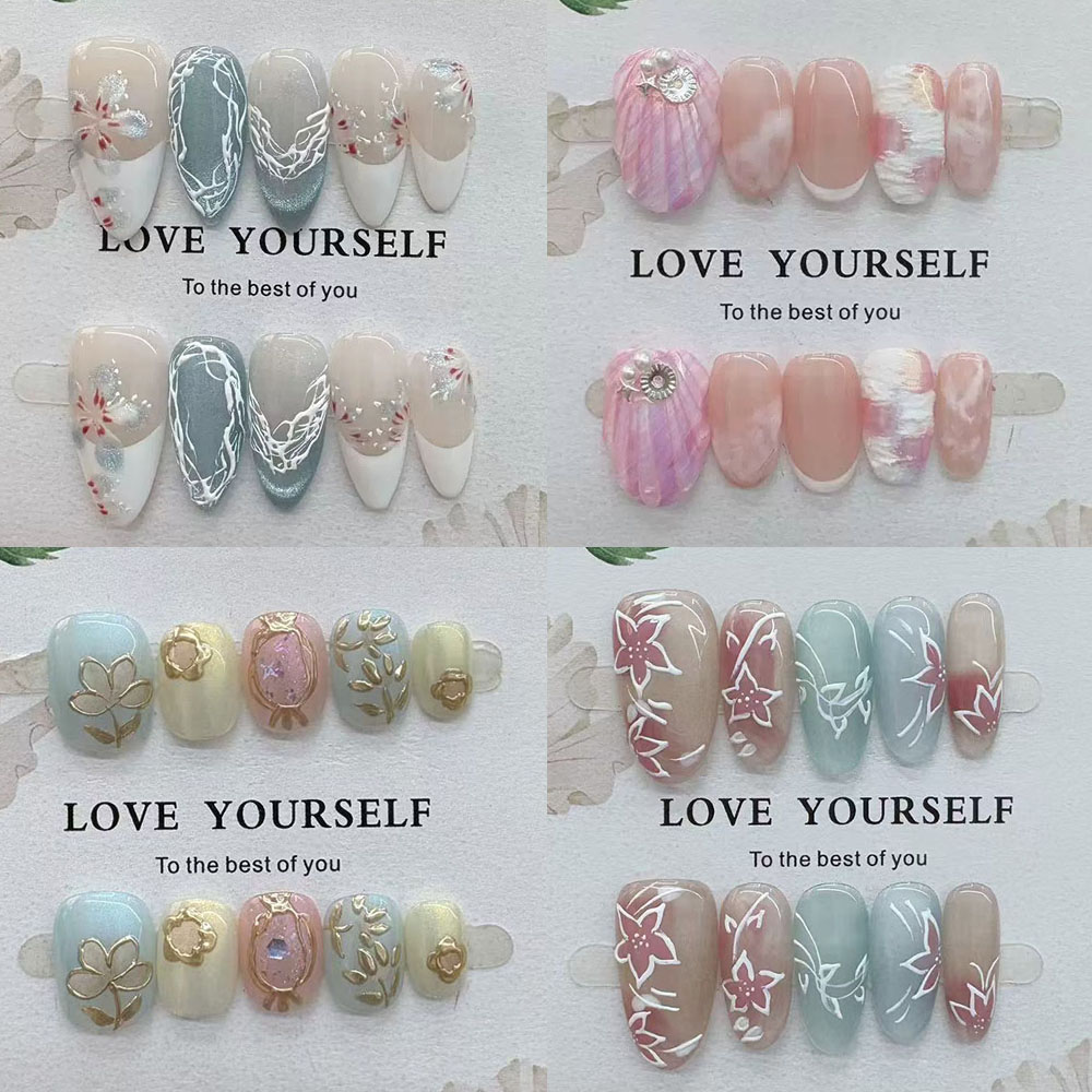 Nail Art Elegant - Delikatne Eleganckie Ręcznie Rysowane Kwiaty Migdałowe