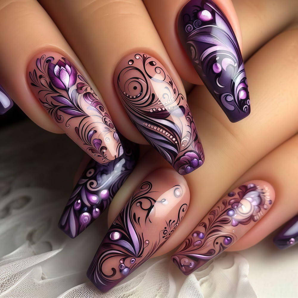 Nail Art Full Design - Średnie sztuczne paznokcie dla kobiet i