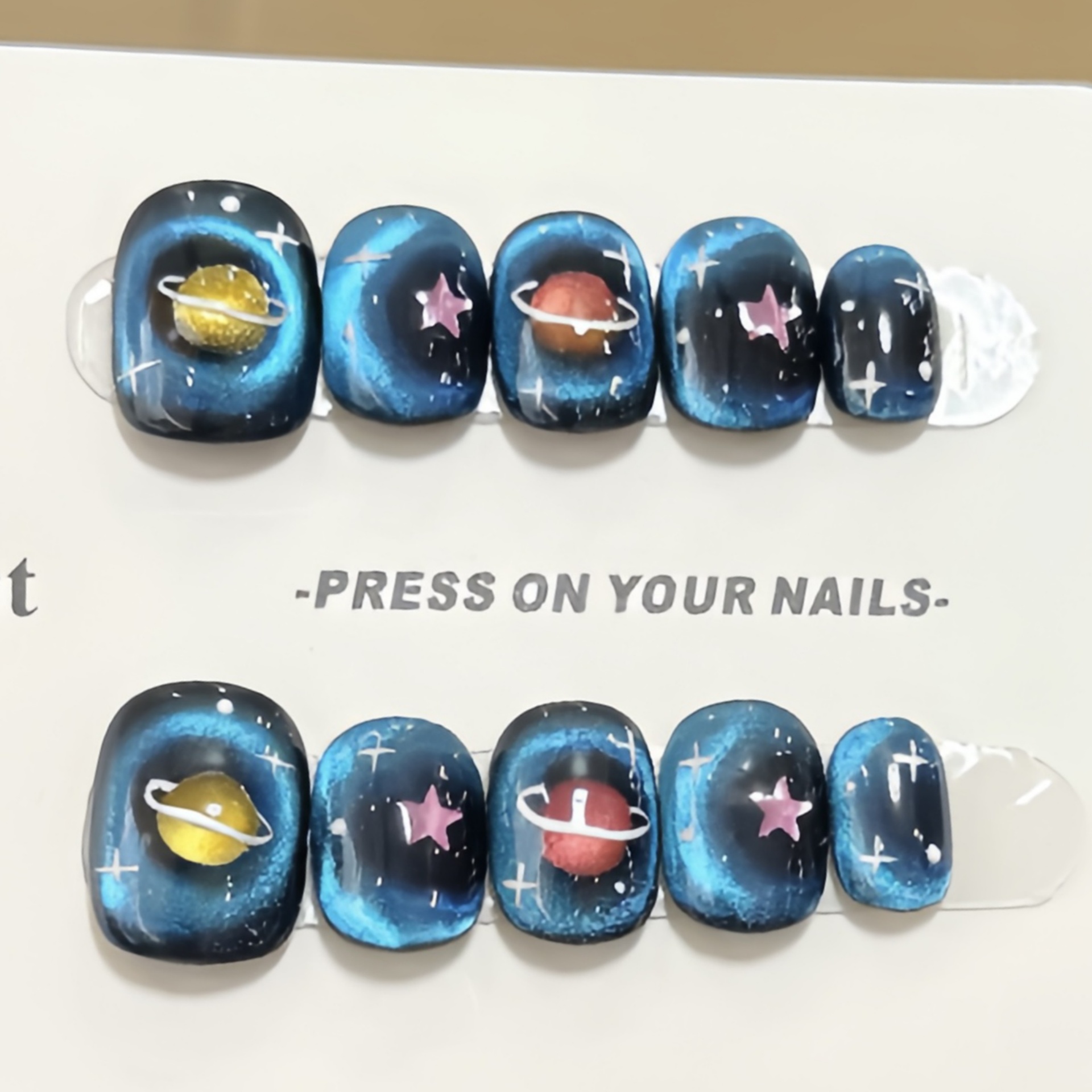 Nail Art Full Design - 10 szt. Niebieskie sztuczne paznokcie z
