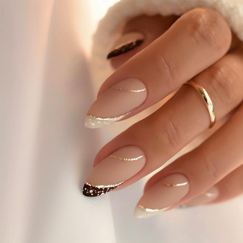 Nail Art Fake Nails - 24 sztuki francuskich, naklejanych paznokci, sztuczne