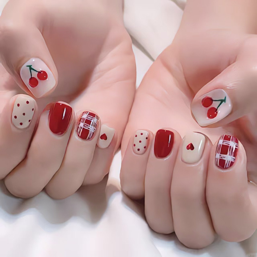 Krótkie kwadratowe sztuczne pa – Nail Art Red recenzja i cena